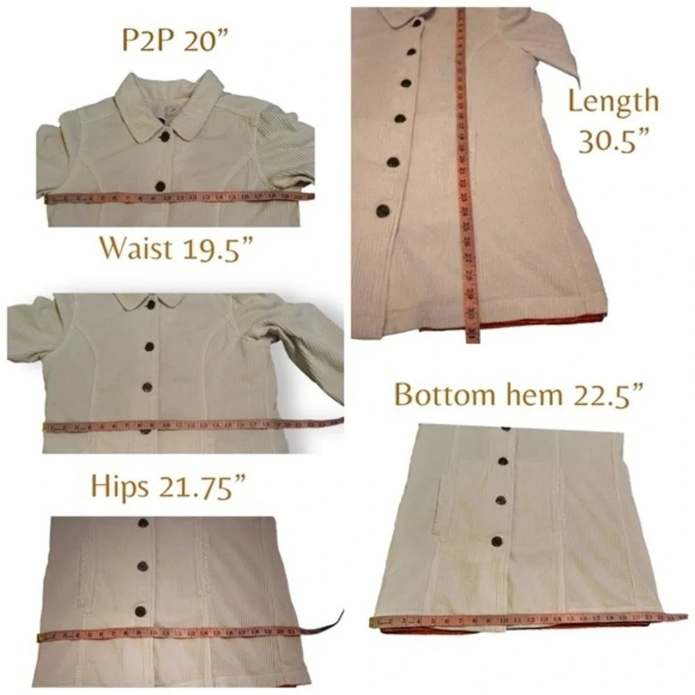 J. Jill Cream Button Up Corduroy Jacket w. Removable Quilted Orange Lining Small - Picture 14 of 14